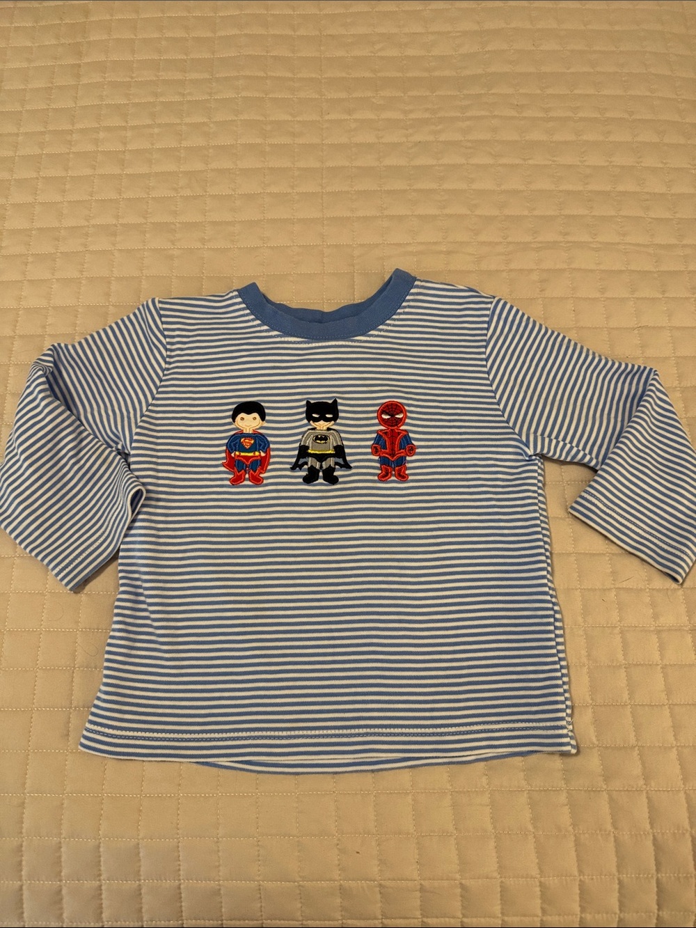 Claire and Charlie size 3 super hero striped long sleeve tee